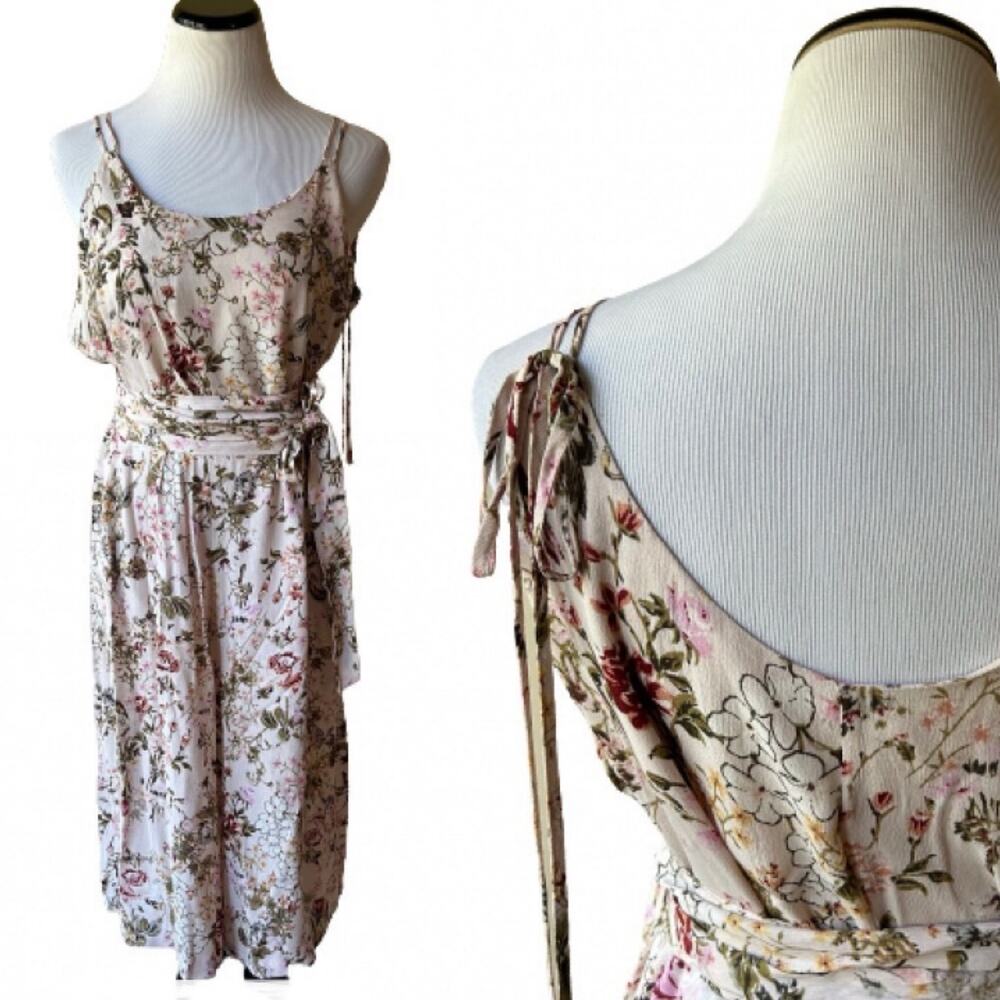 Philosophy Pink Floral Wide Leg Cropped Jumpsuit Size 8.